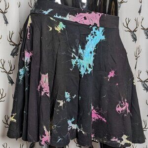 Killstar Dye Fast Dirge Plus Size Skater Black Rainbow Skirt